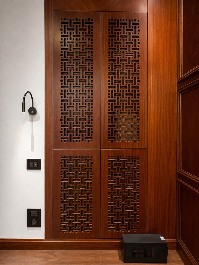 Closed wooden smart home cabinet